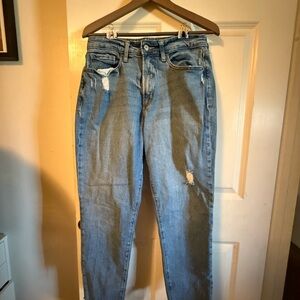 Old Navy Light Blue Distressed Curvy Boyfriend Jeans